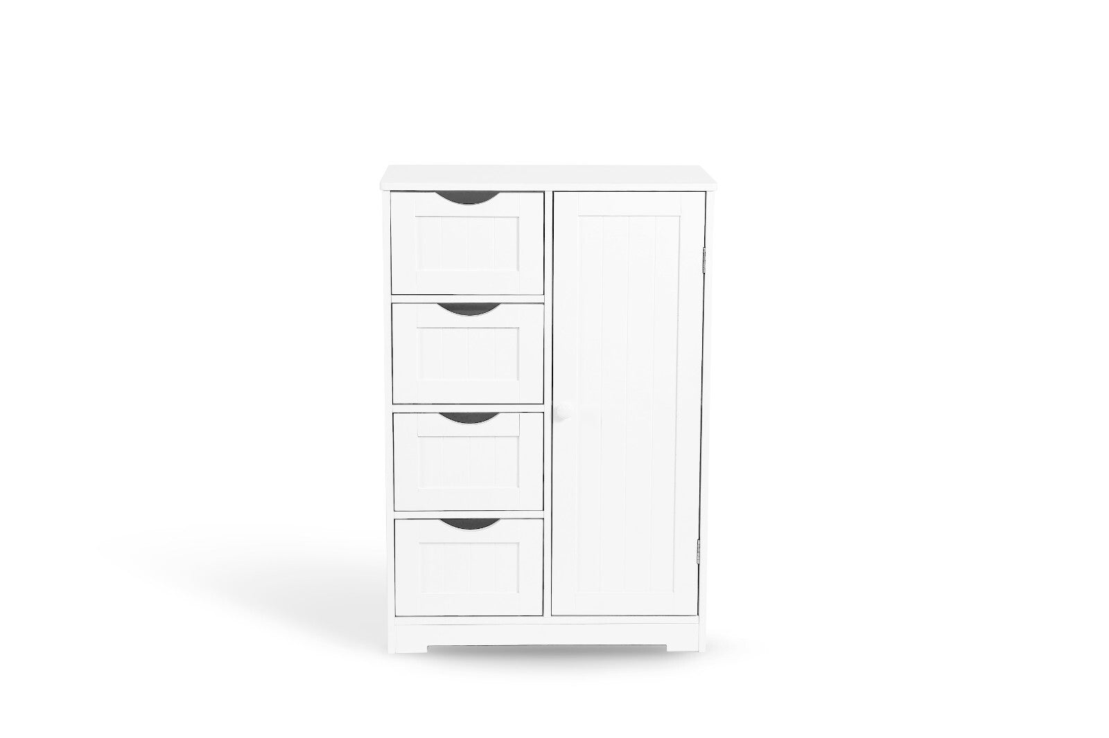 Bathroom Wood Cabinet Storage 4 Drawer 1 Door Free Standing Cupboard Unit White
