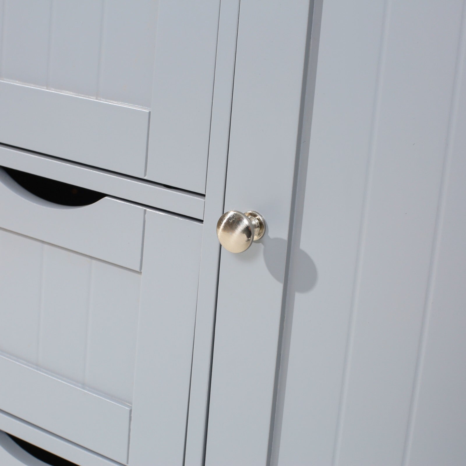 Bathroom Wood Cabinet Storage 4 Drawer 1 Door Free Standing Cupboard Unit White