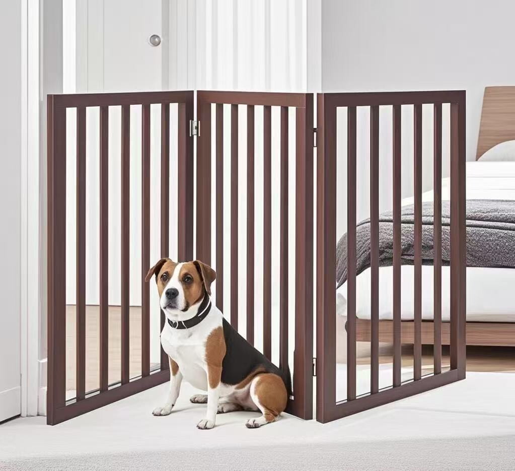 24"H Pet Dog Gates Foldable Pet Fence Expandable Dog Barrier for Doorway 3 Panel