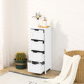 Bathroom Wood Cabinet Storage 4 Drawer 1 Door Free Standing Cupboard Unit White