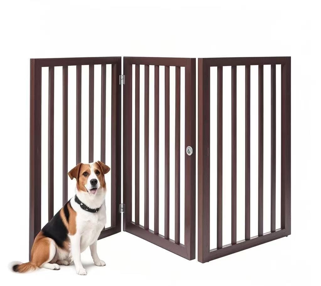 24"H Pet Dog Gates Foldable Pet Fence Expandable Dog Barrier for Doorway 3 Panel