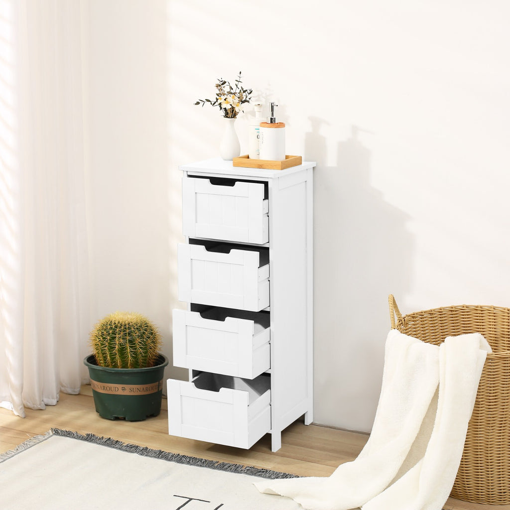 Floor Cabinet Bathroom Storage Organizer Rack Decor Free Standing with 4 Drawers
