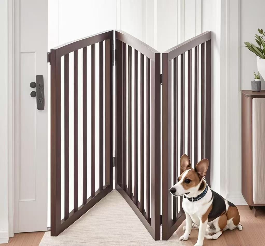 24"H Pet Dog Gates Foldable Pet Fence Expandable Dog Barrier for Doorway 3 Panel