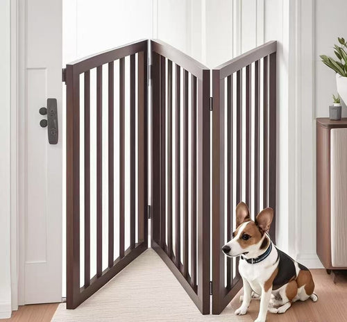 24"H Pet Dog Gates Foldable Pet Fence Expandable Dog Barrier for Doorway 3 Panel