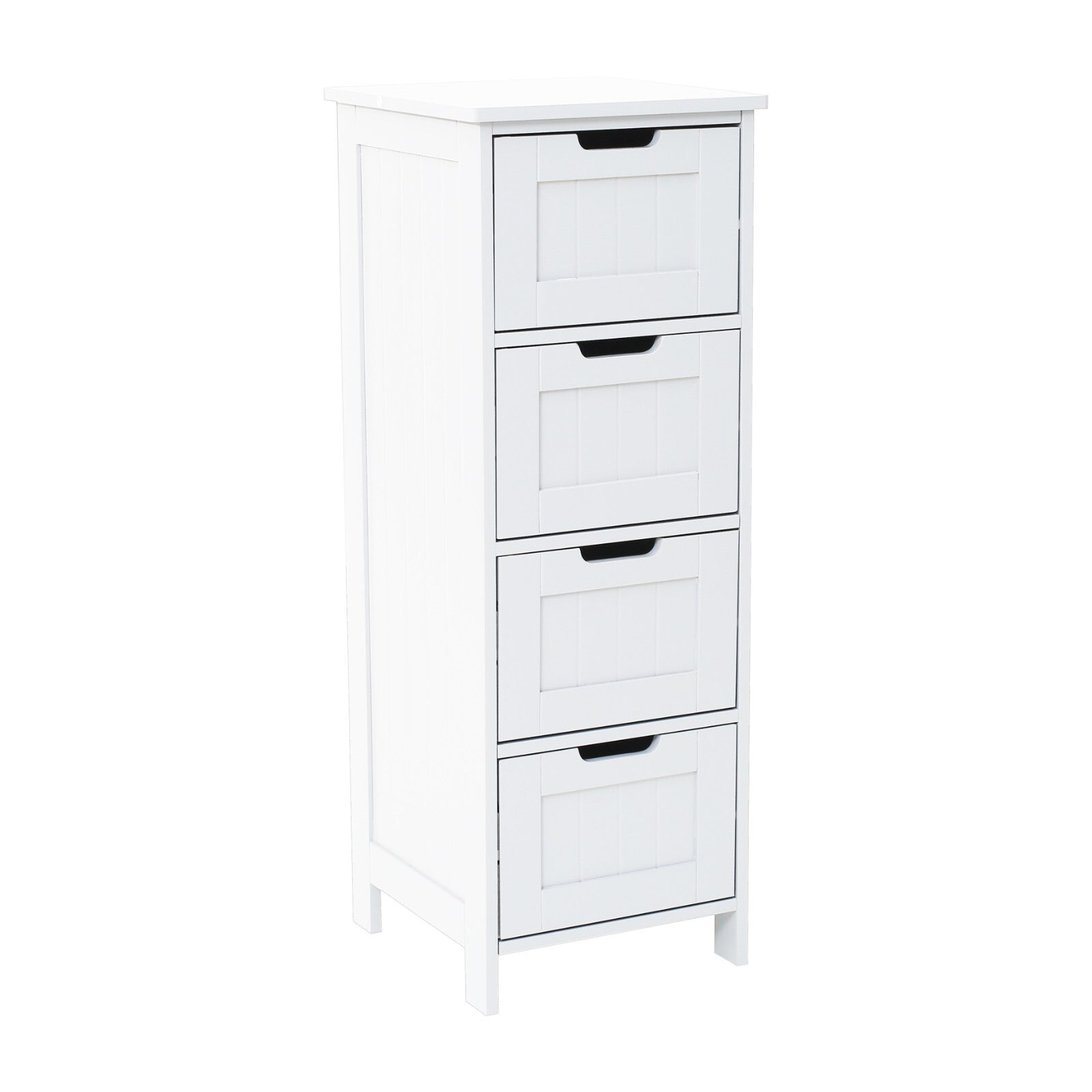 Bathroom Wood Cabinet Storage 4 Drawer 1 Door Free Standing Cupboard Unit White