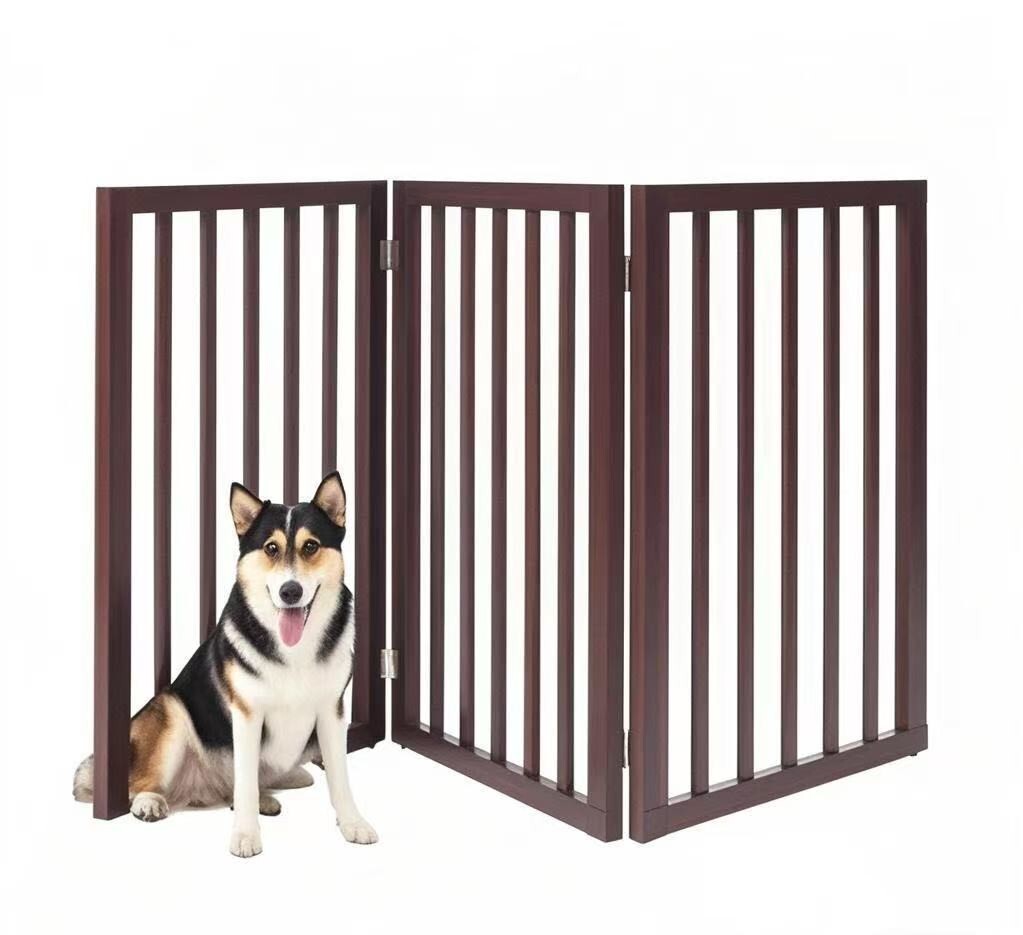 24"H Pet Dog Gates Foldable Pet Fence Expandable Dog Barrier for Doorway 3 Panel