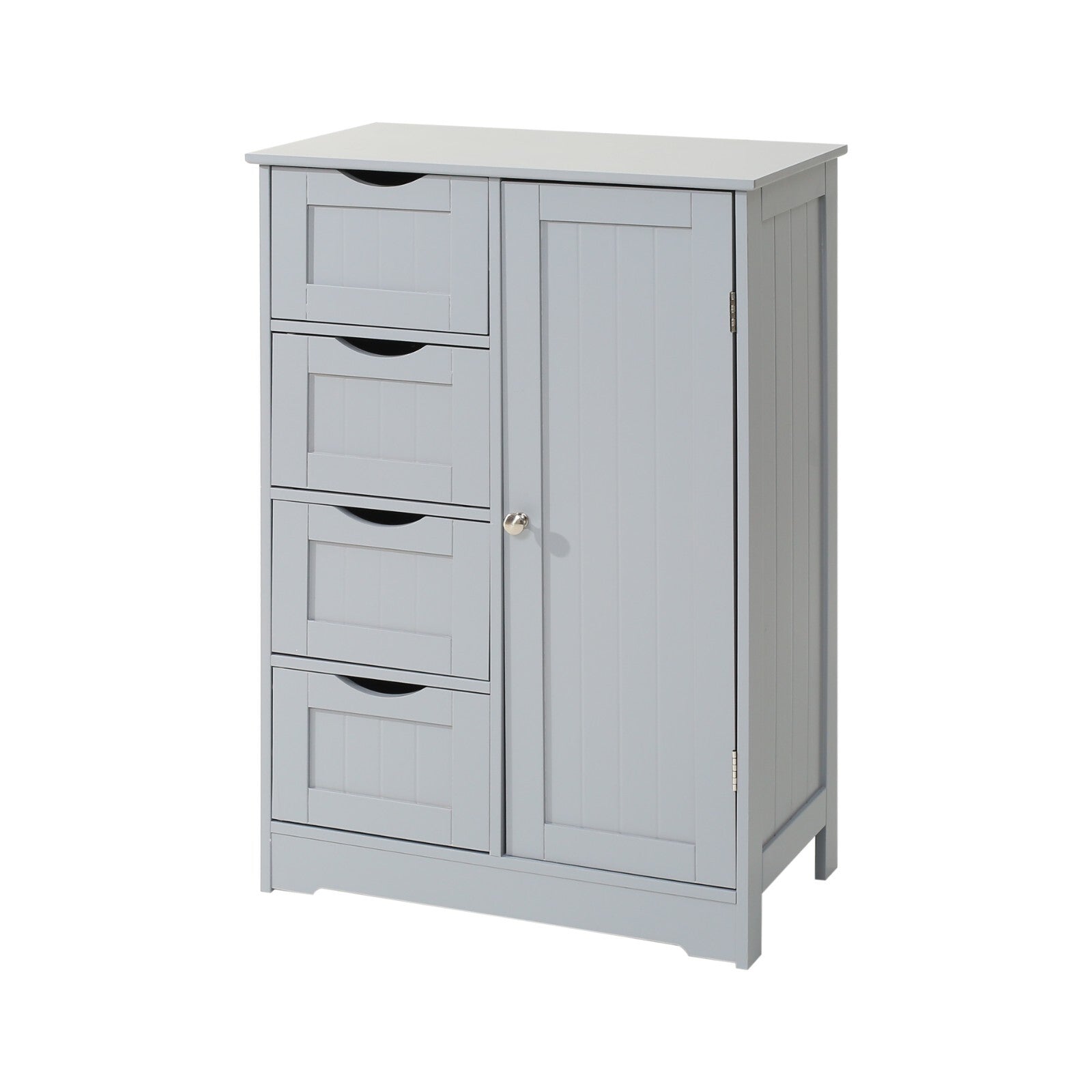 Bathroom Wood Cabinet Storage 4 Drawer 1 Door Free Standing Cupboard Unit White
