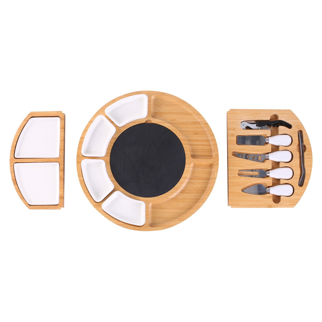 Bamboo Cheese Board Set Wooden Serving Platter Tray Gift Charcuterie Board Set