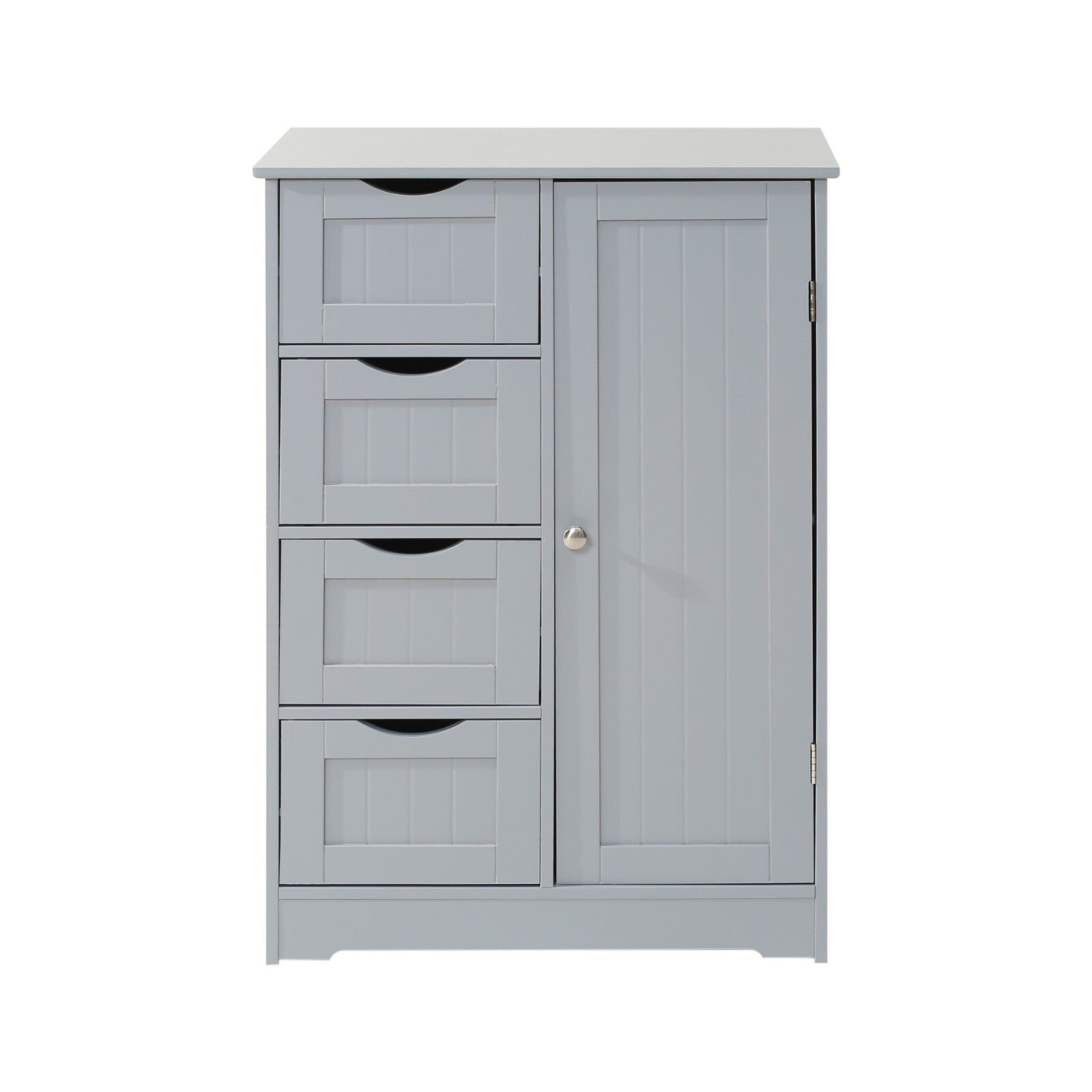 Bathroom Wood Cabinet Storage 4 Drawer 1 Door Free Standing Cupboard Unit White