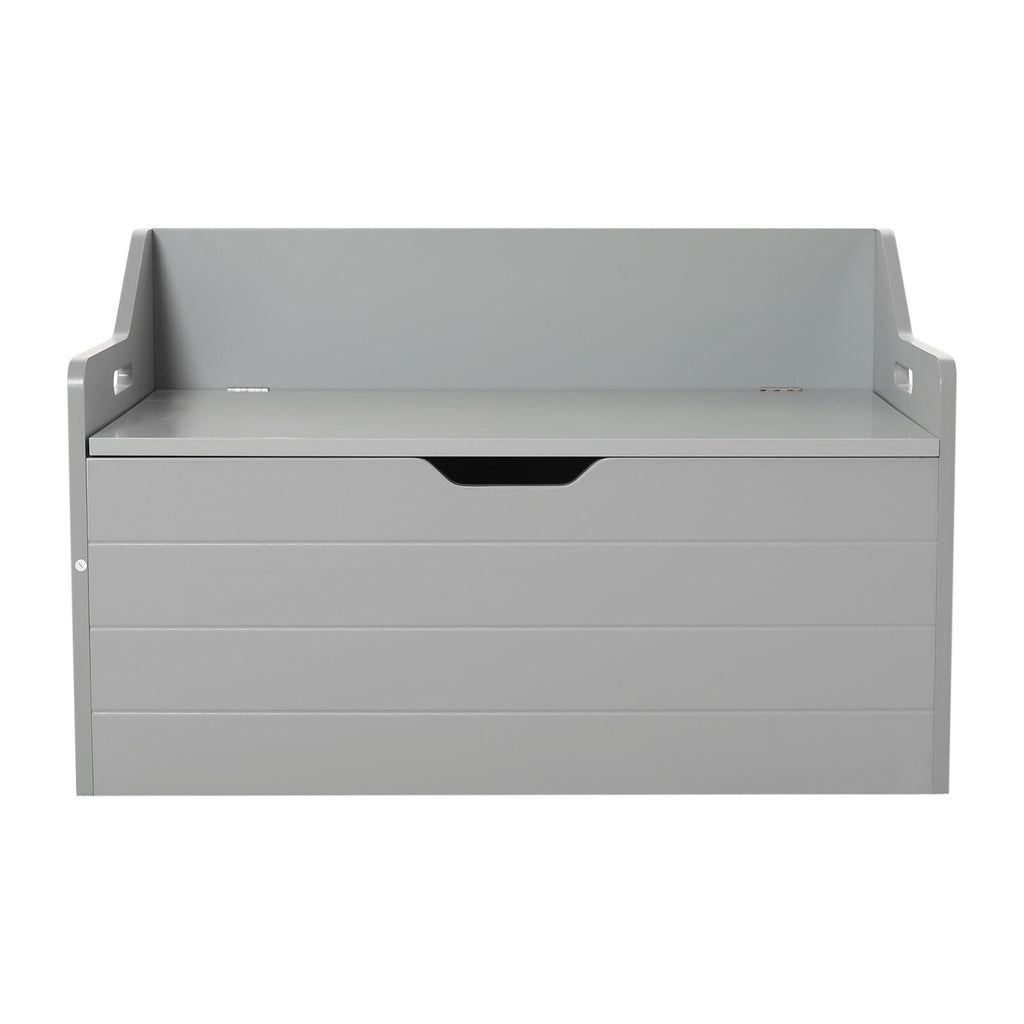 Wooden Toy Storage Chest Cabinet Bench Toy Box w/ Flip-top Lid & 2 Safety Hinge