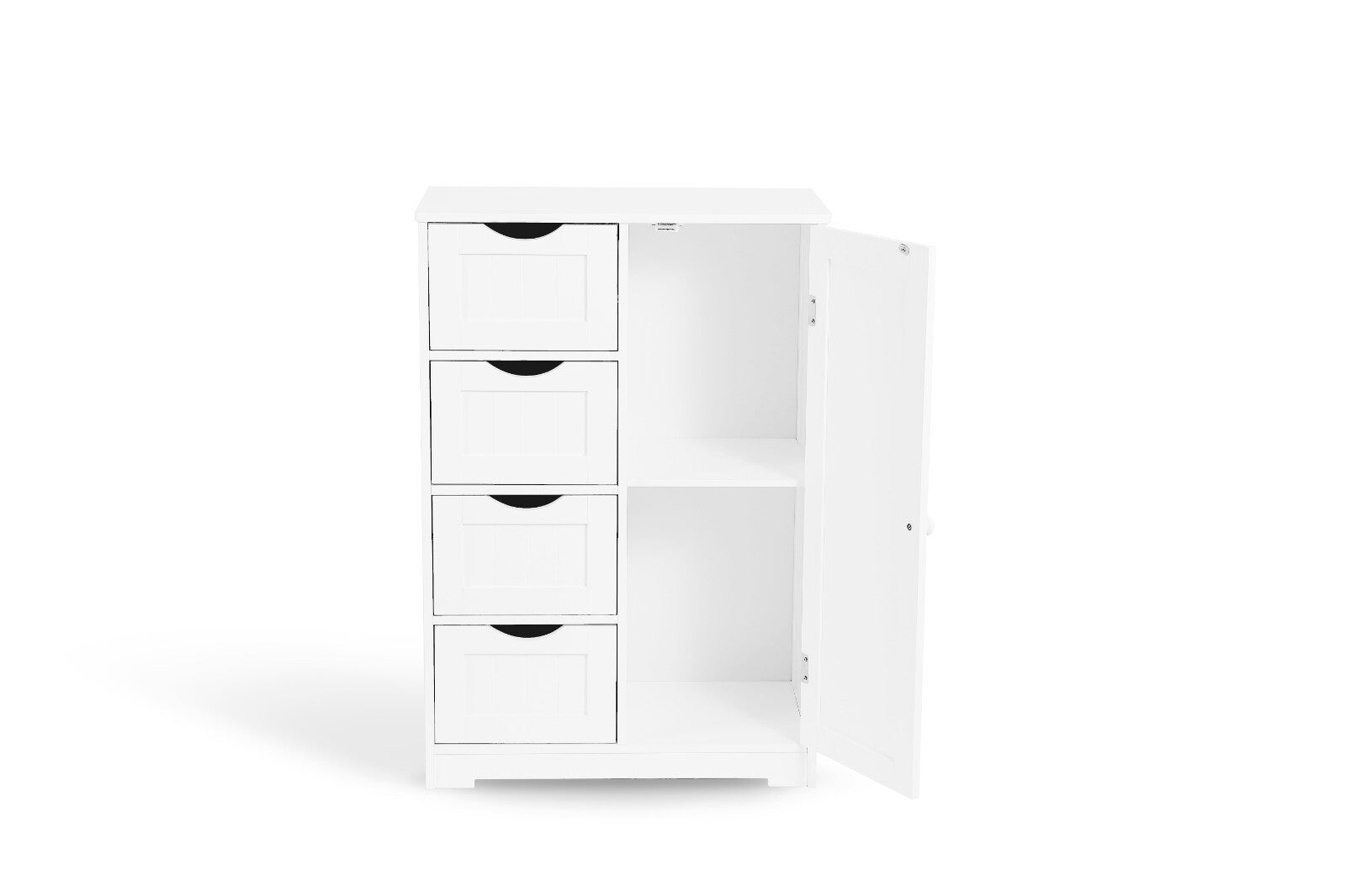 Bathroom Wood Cabinet Storage 4 Drawer 1 Door Free Standing Cupboard Unit White